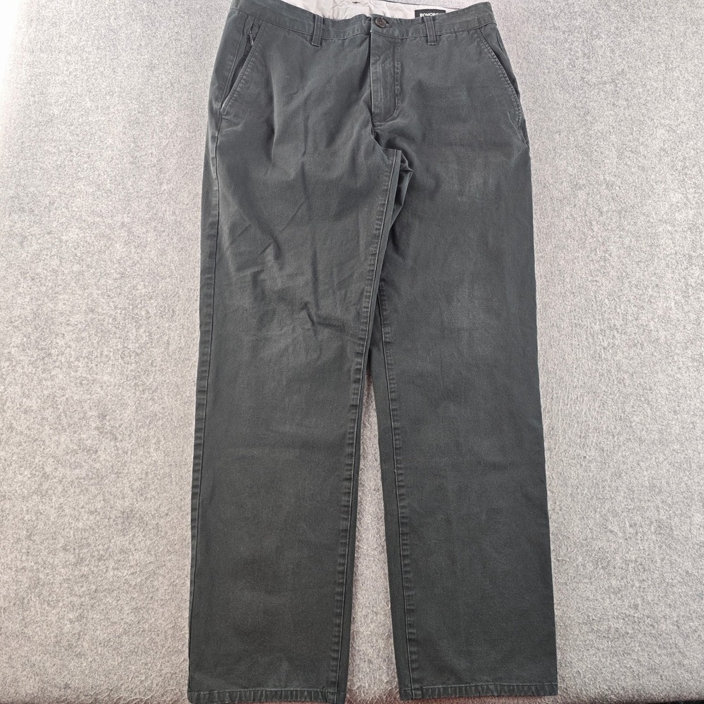 Bonobos Straight Leg Chino Pants Mens 33x32 Dark Gray Stretch Cotton Casual